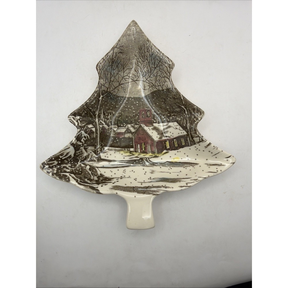 Johnson Bros Friendly Village 8" Christmas Tree Candy Nut Dish The Schoolhouse